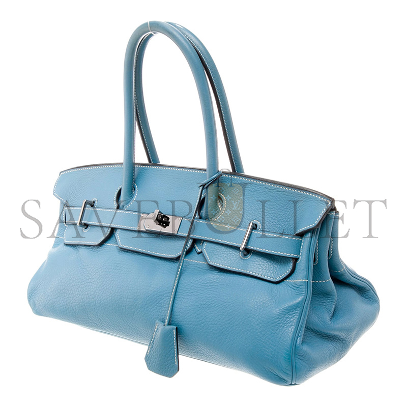 HERMES BIRKIN SHOULDER 42 BLEU JEAN CLEMENCE PALLADIUM HARDWARE (42*20*19cm)